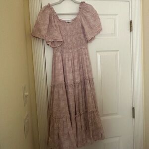 Ivy City Co Ophelia Dusty Rose Printed Dress - S